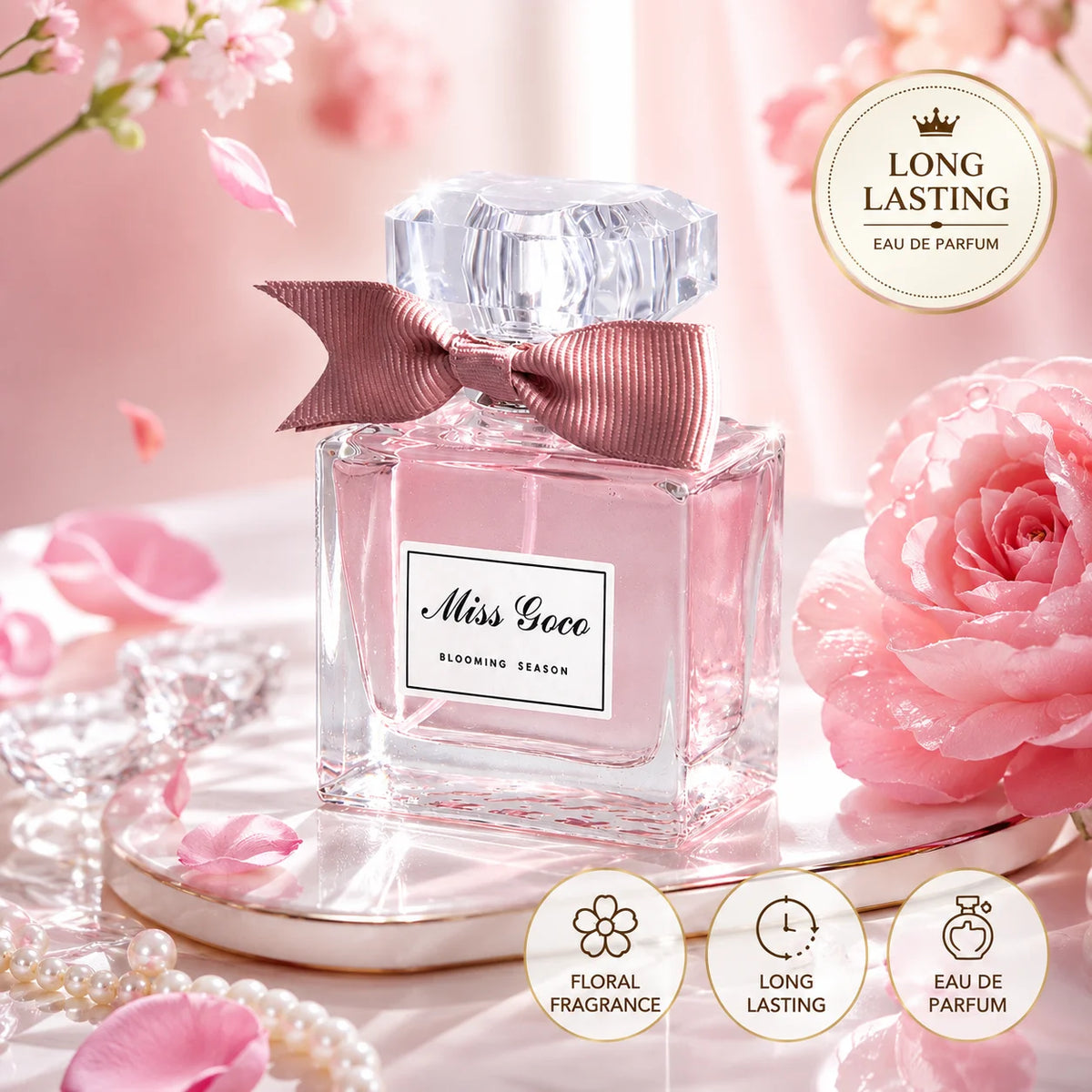 Floral Sweetheart EDT perfume by Corporación Turística in a 50ml bottle, showcasing elegant floral design and packaging.