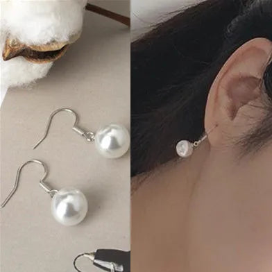 Korean fashion pearl tassel earrings with needle hook, featuring white and crystal beads, stylish and elegant jewelry accessory.