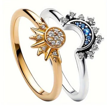 Gold-colored women's copper ring with decorative inlay designs, featuring intricate circular embellishments.