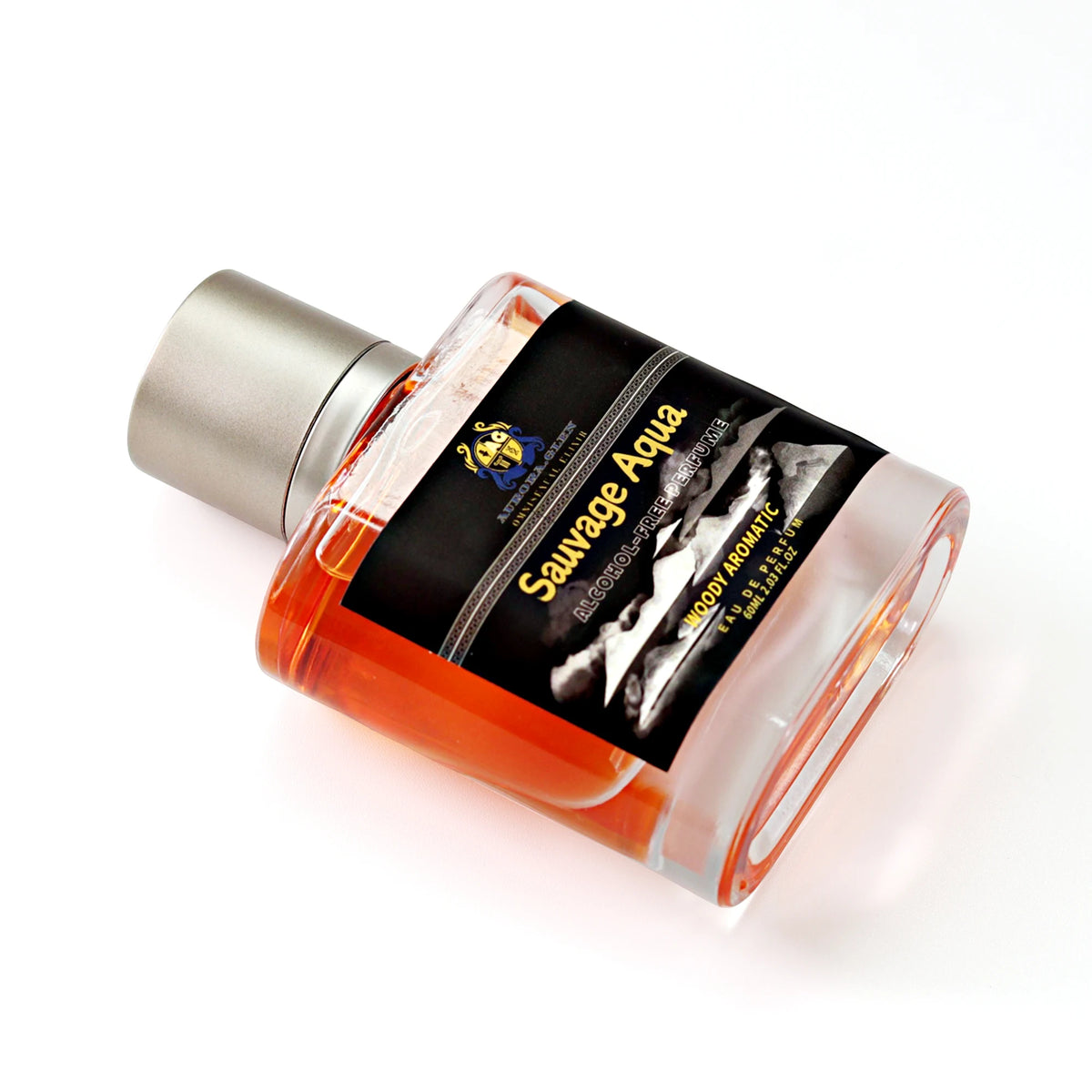 A 60 ml bottle of Corporación Turística aromatic essential oil with a clear glass container and dropper cap, designed for long-lasting aroma.