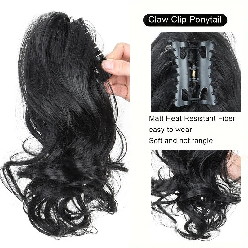 Short curly clip-in ponytail extension from Corporación Turística, 12-inch, natural black hair for a quick, stylish look.