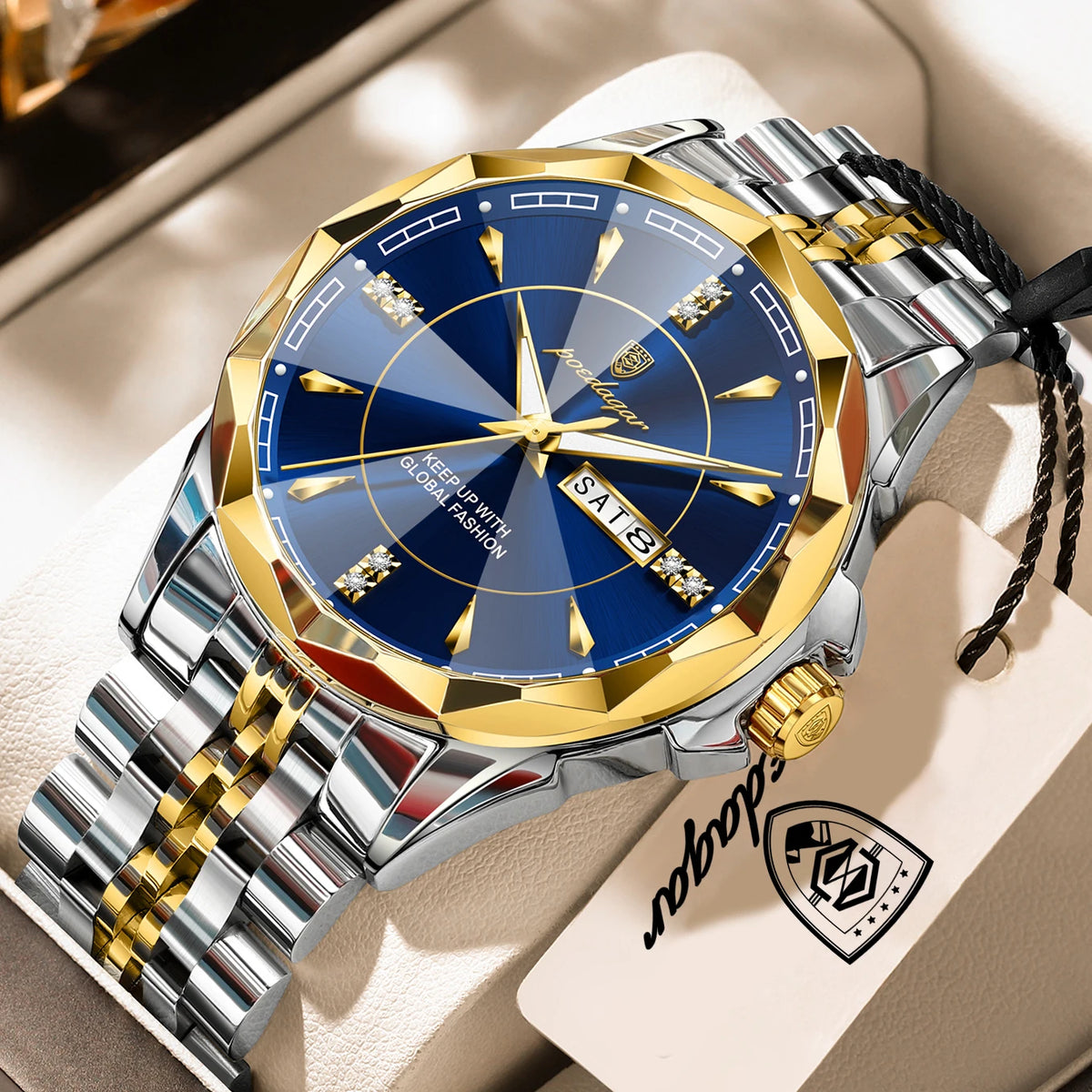Silver men's POEDAGAR business wristwatch by Corporación Turística, featuring a sleek design and durable construction.