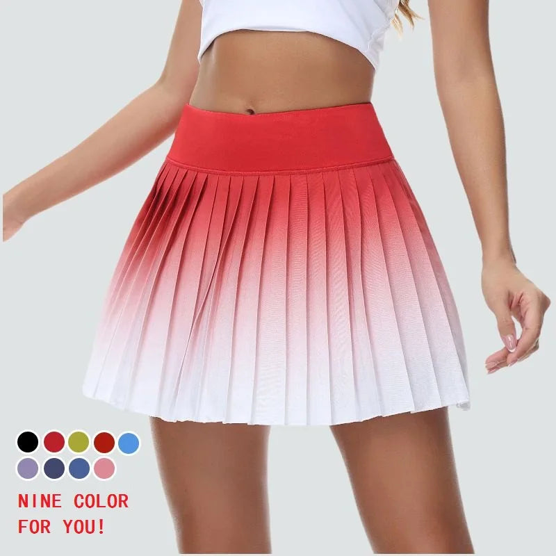 Colorful gradient running shorts by Corporación Turística, lightweight and breathable for summer exercise, shown in a close-up image.