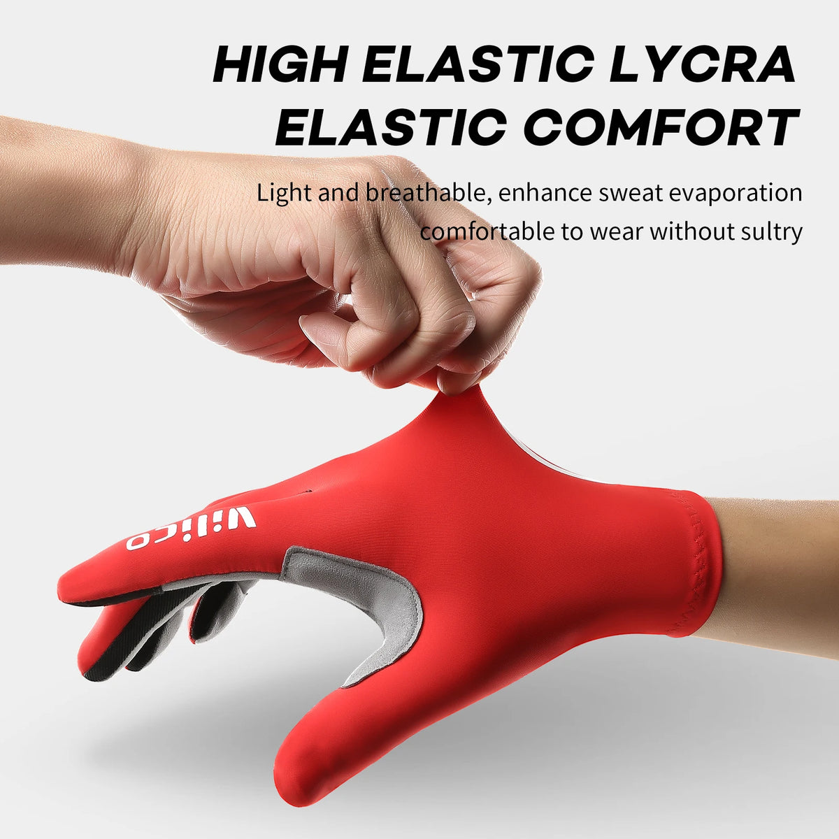Vilico professional cycling gloves in black, designed for outdoor riding, with padded palms and breathable fabric.