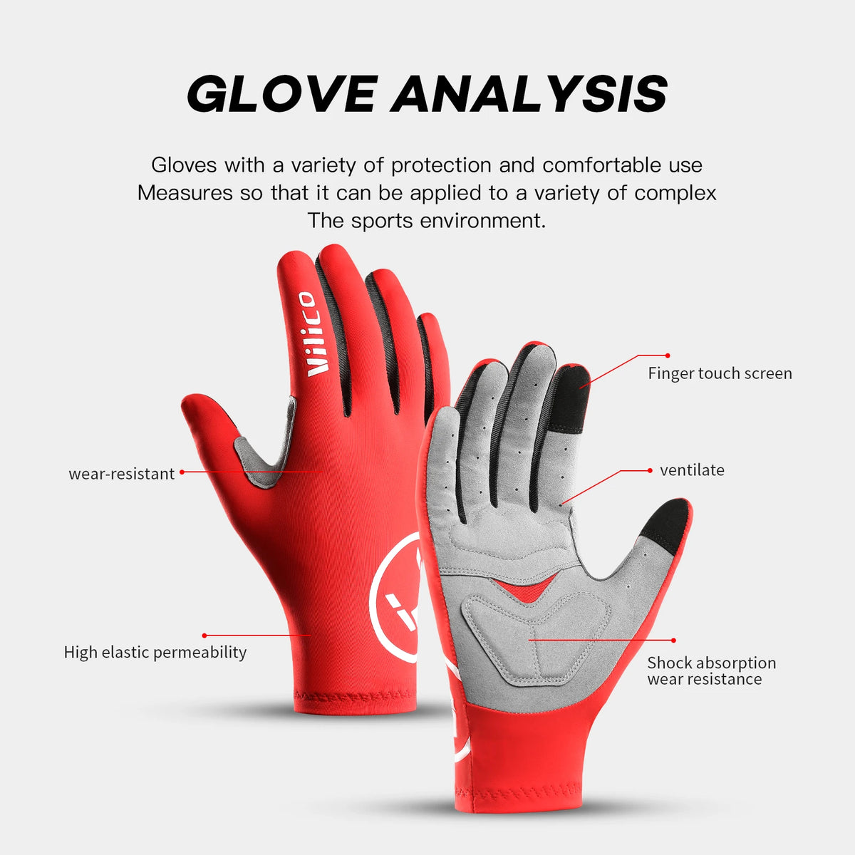 Vilico cycling gloves by Corporación Turística, professional outdoor cycling gloves with grips and breathable fabric.