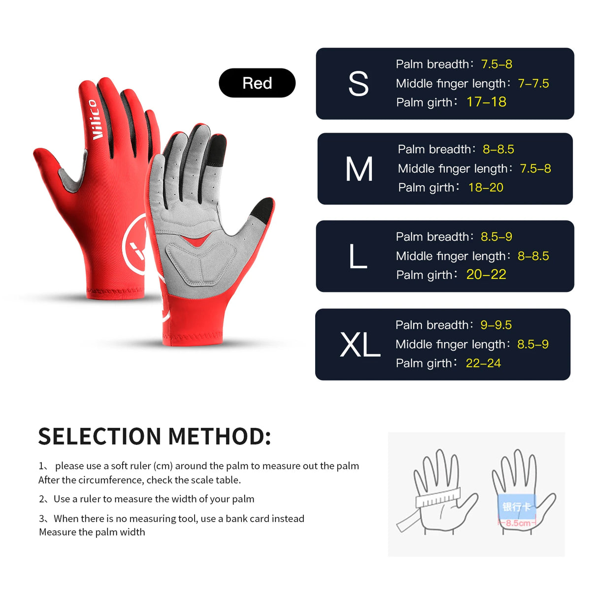 Vilico professional cycling gloves for outdoor riding, black with padded palms, from Corporación Turística.