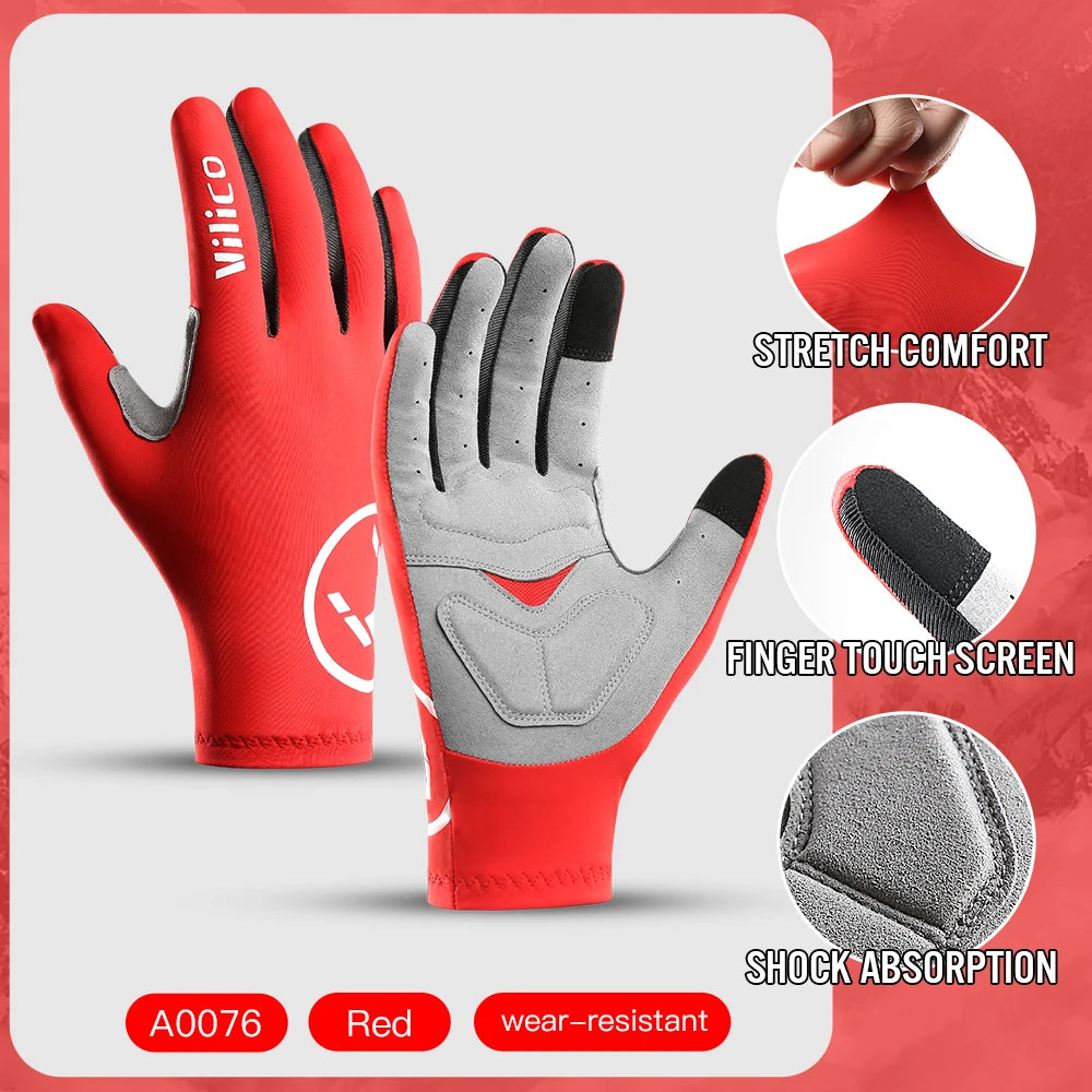 Vilico cycling gloves for outdoor riding by Corporación Turística, black and padded with grip details for cyclists.