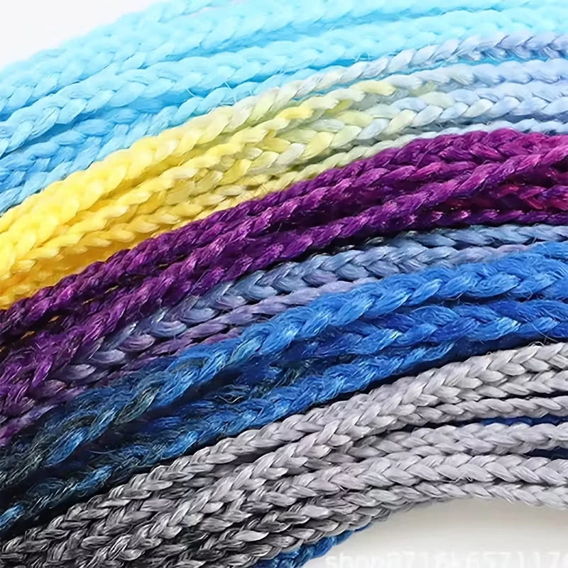 Multicolor rainbow synthetic hair extensions in 24-inch length, displayed with vibrant, colorful strands.