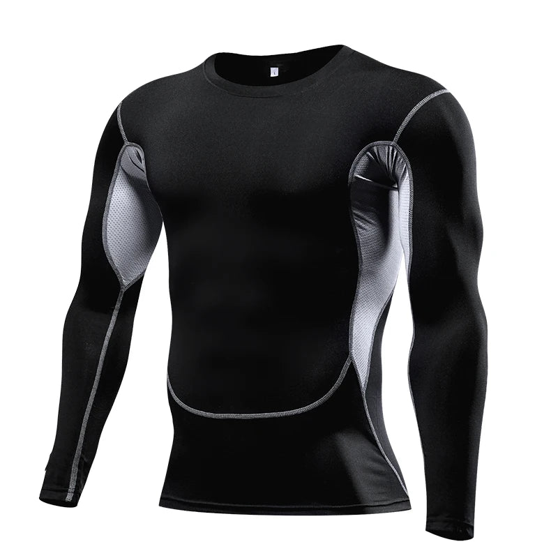 Men's compression sports set by Corporación Turística, includes a fitted athletic shirt and shorts for active wear.