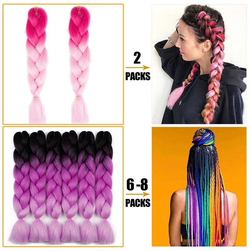Synthetic ombré braided hair extension, 24 inches long, from Corporación Turística, displayed in a single package.