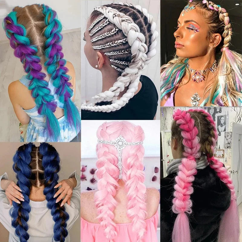 Synthetic ombré braided hair extension, 24 inches long, from Corporación Turística, shown in a close-up of the textured braid.