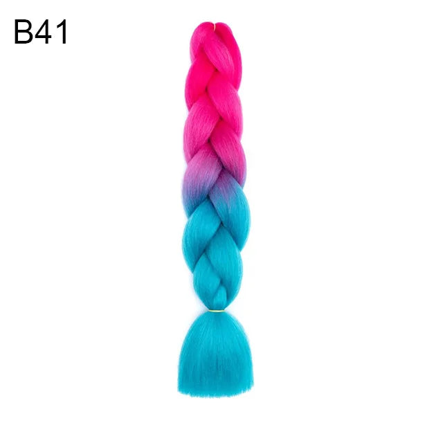 Synthetic ombré braided hair extensions, 24 inches, from Corporación Turística, shown in a close-up view.