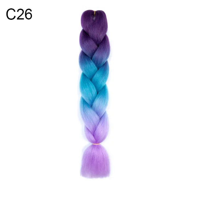 24-inch synthetic ombré braided hair extension bundle from Corporación Turística, natural-looking, with detailed braiding and color gradation.