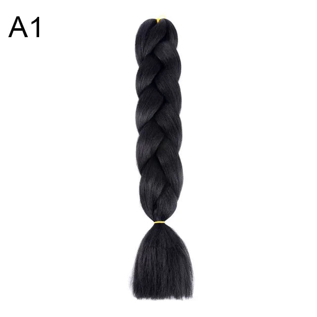 24-inch synthetic ombré braided hair extension from Corporación Turística, displayed in a bundle with natural and vibrant colors.