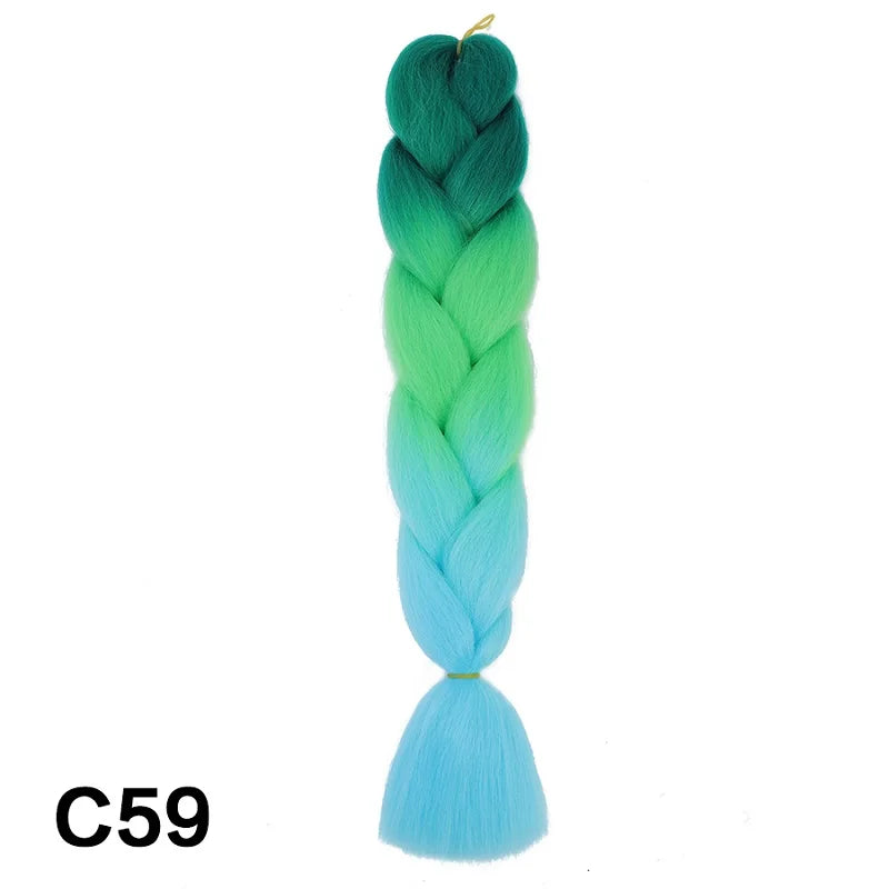 Synthetic ombré braided hair extension, 24 inches, from Corporación Turística, displayed in a single package with detailed braids.