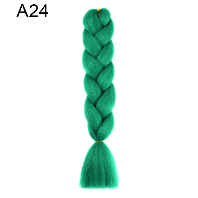 24-inch synthetic ombré braided hair extension by Corporación Turística, shown in a close-up of the textured, multi-tone braid.
