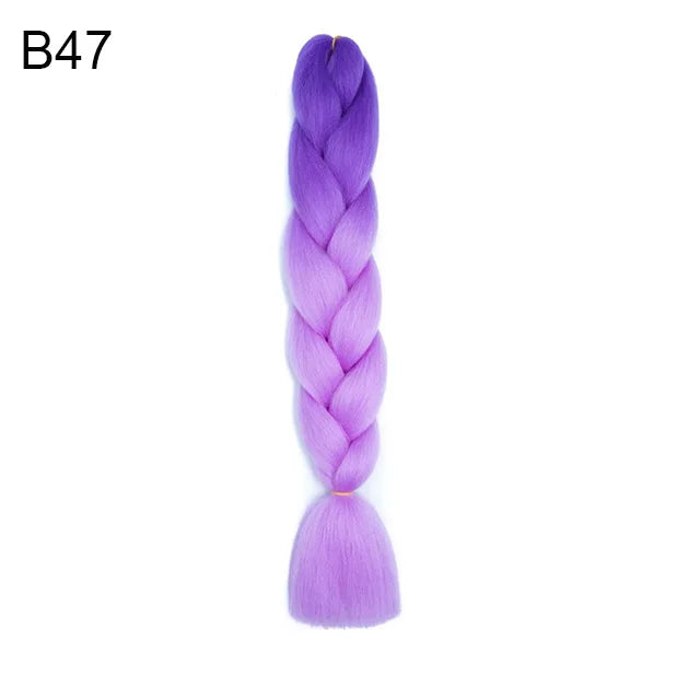 24-inch synthetic ombré braided hair extension in a package, featuring a natural, layered look with a mix of light and dark tones.