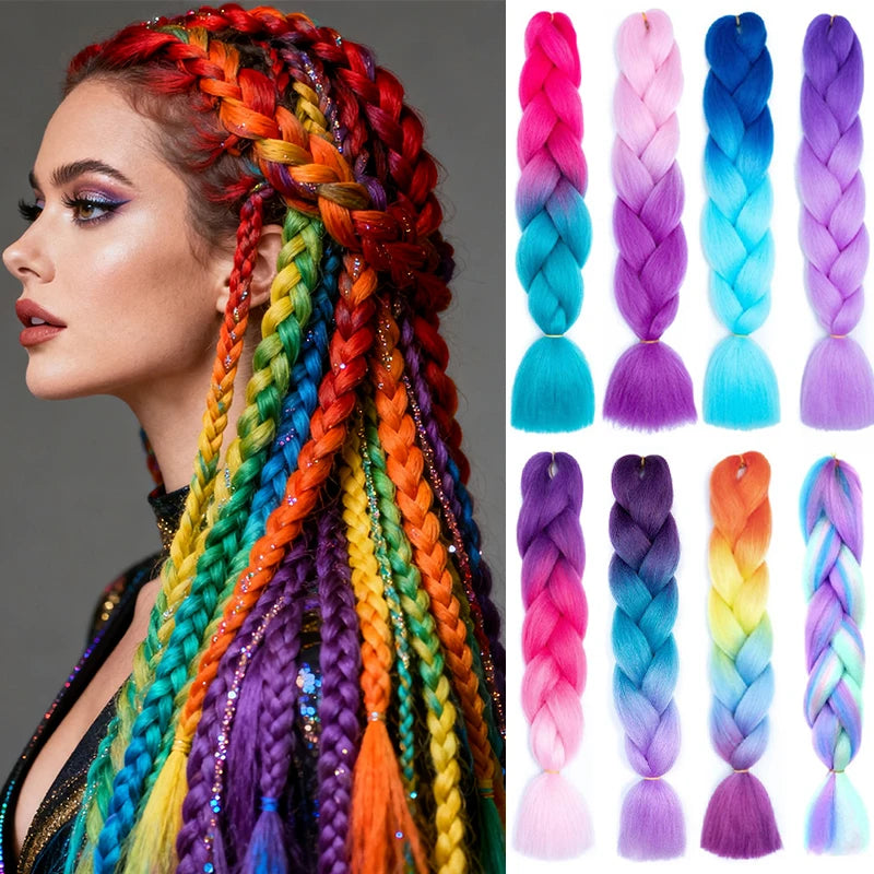Long synthetic Yaki braids, 24 inches, straight style, from Corporación Turística, shown in a natural black color.
