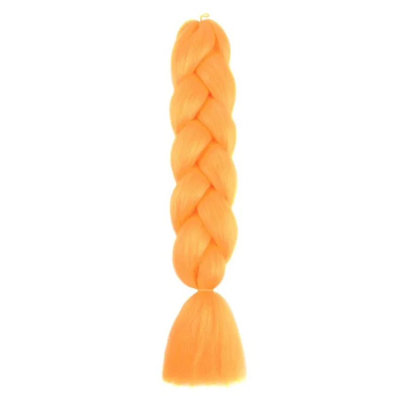 Long synthetic Yaki braids, 24 inches, straight, from Corporación Turística, shown in a close-up image of the hair extensions.