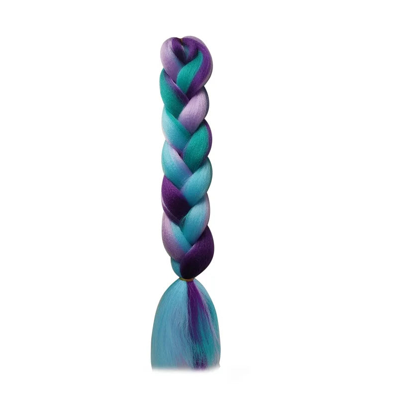 Long synthetic Yaki braids, 24 inches, straight style, from Corporación Turística, shown in close-up image of the hair extensions.