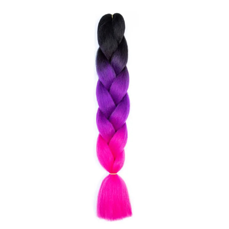 Long synthetic Yaki straight braided hair extensions, 24 inches, from Corporación Turística, shown in natural black color.