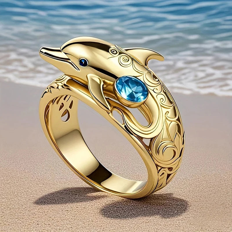 Delicate silver finger rings with dolphin designs for women, featuring intricate detailing and graceful marine motifs.