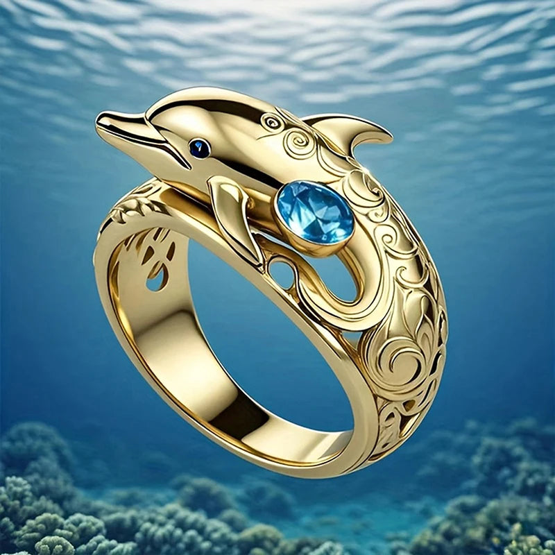 Dedo anillos de mujer con diseño de delfines, en plata, con detalles elegantes y modernos, perfectos para accesorios de moda.