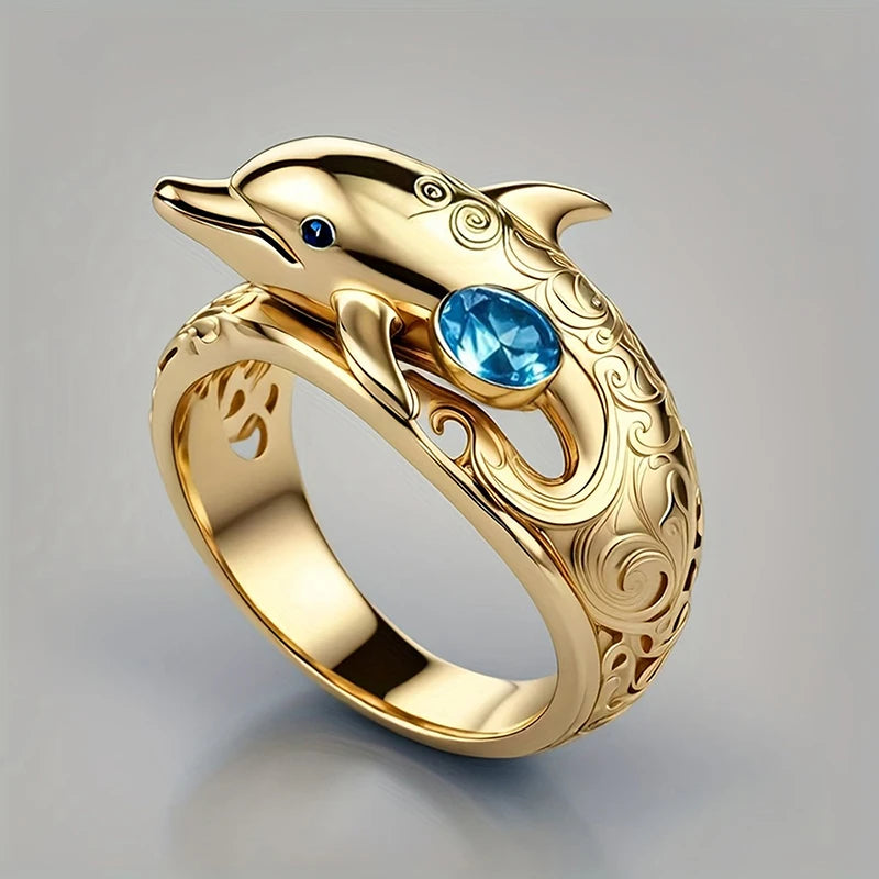 Set of dolphin-designed finger rings for women, featuring sleek silver bands with detailed dolphin motifs, from Corporación Turística.