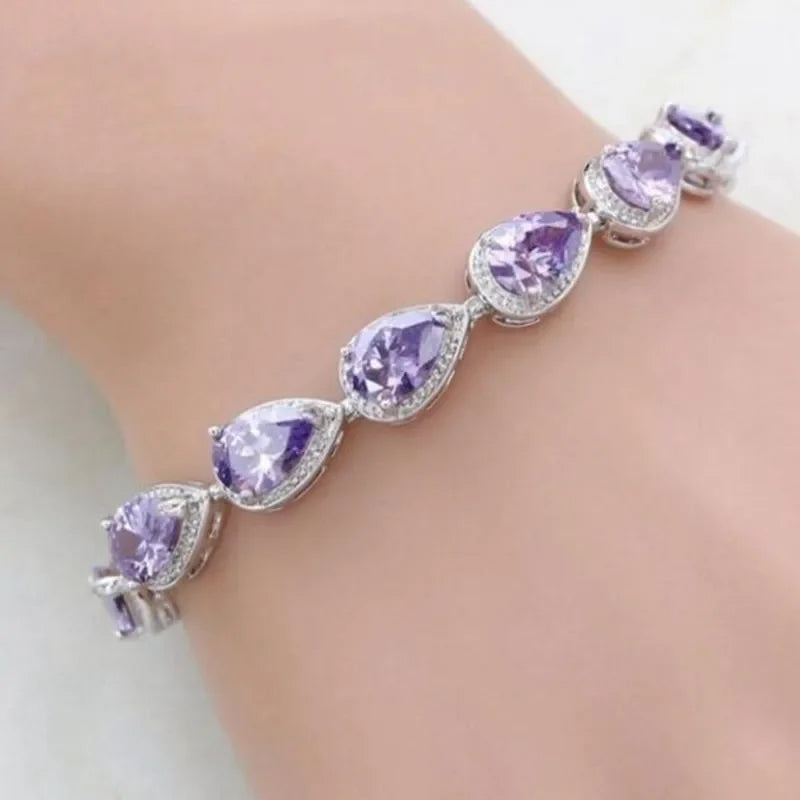 Elegant fashion crystal gemstone bracelet featuring colorful rainbow design, made by Corporación Turística.