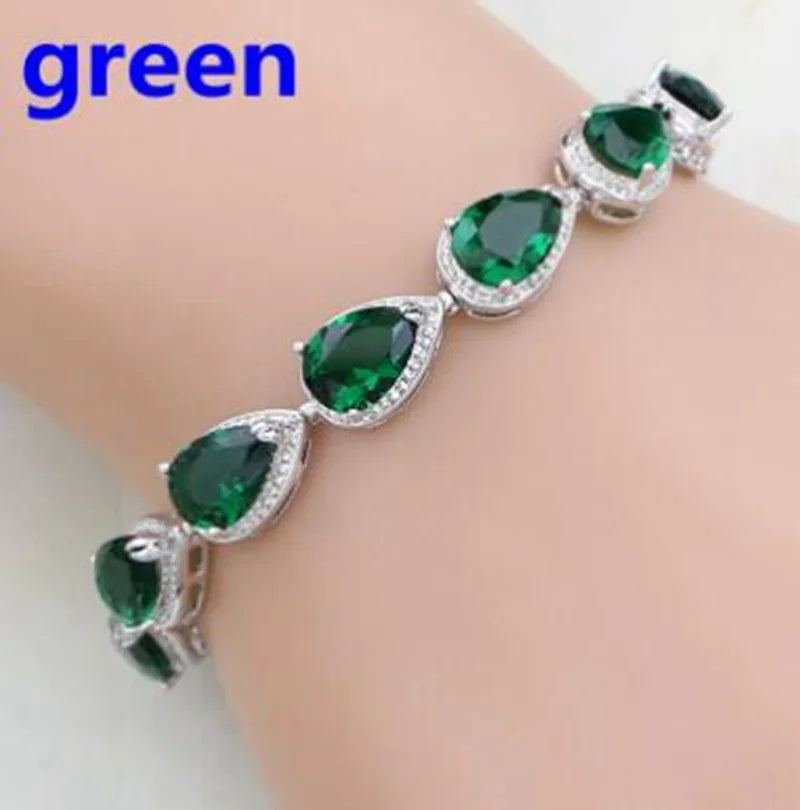 Elegant fashion crystal gemstone bracelet featuring colorful rainbow hues, designed for a sophisticated and stylish look.