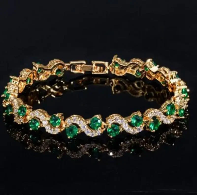 Elegant fashion crystal gemstone bracelet with colorful rainbow hues, crafted by Corporación Turística, perfect for stylish accessories.