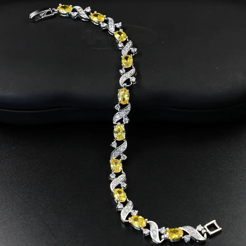 Elegant fashion crystal gemstone bracelet with colorful rainbow design, crafted by Corporación Turística.