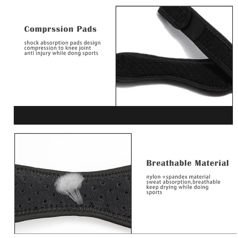 Adjustable knee brace for patellar tendon support by Corporación Turística, showing a comfortable fit on the knee.