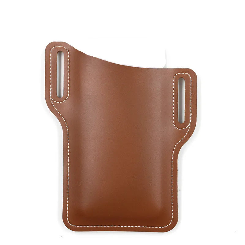 Light brown PU leather men's waist bag with wallet pocket, ideal for running or traveling, from Corporación Turística.
