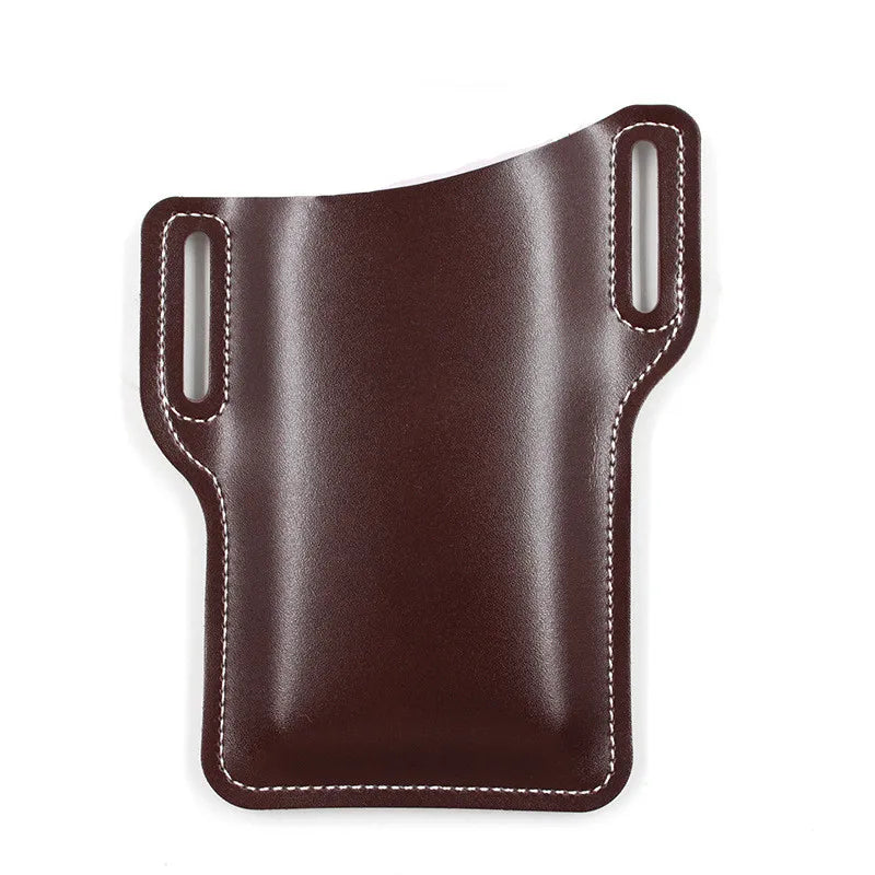 Light brown PU leather men's waist bag with wallet pocket, ideal for running and travel, from Corporación Turística.