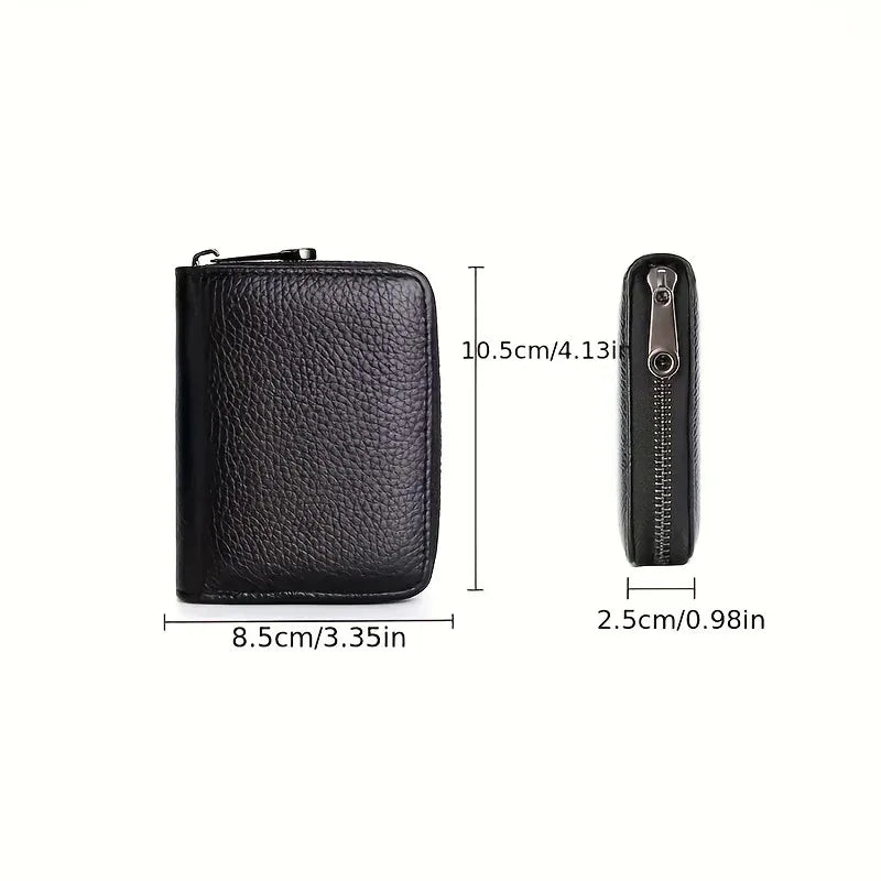 Black RFID unisex wallet with zipper and card holder, compact and elegant, from Corporación Turística.