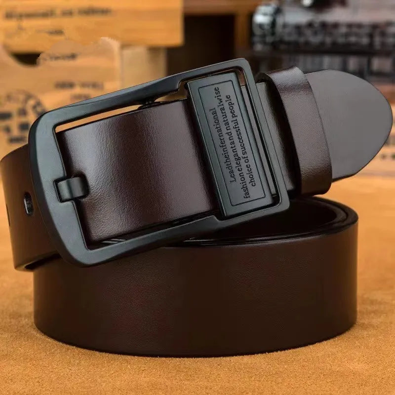 Leather men's belt from Corporación Turística with metal buckle, casual and business style, 110cm length, made from genuine cow leather.
