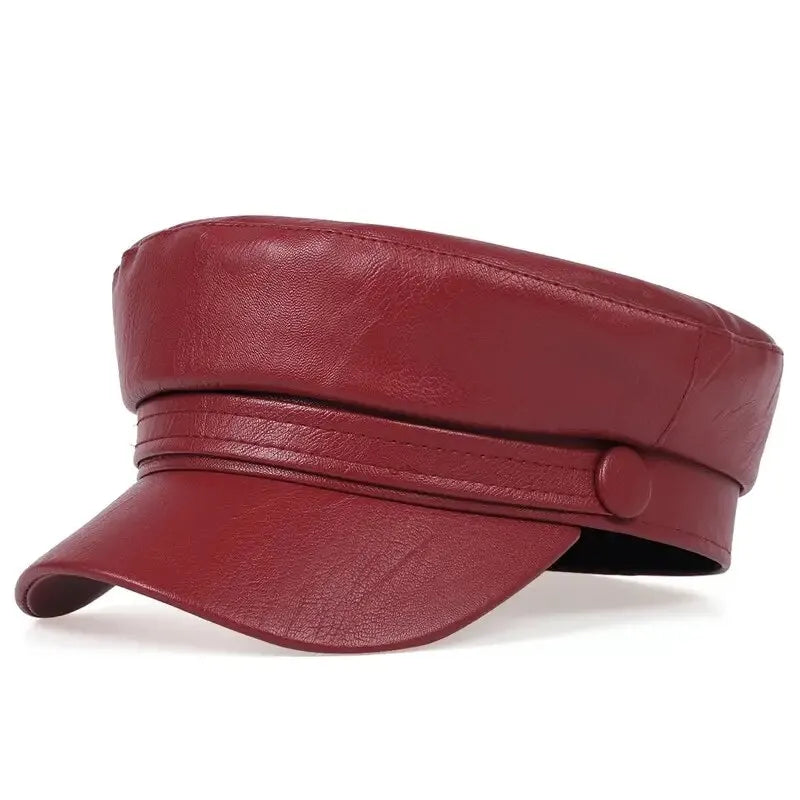 Black synthetic leather Hip Hop casual cap for adults, perfect for spring and fall, by Corporación Turística.