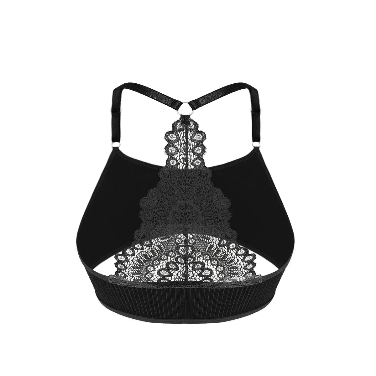 Black women's sexy ribbed lingerie bra by Corporación Turística, featuring a comfortable, stylish design with adjustable straps.