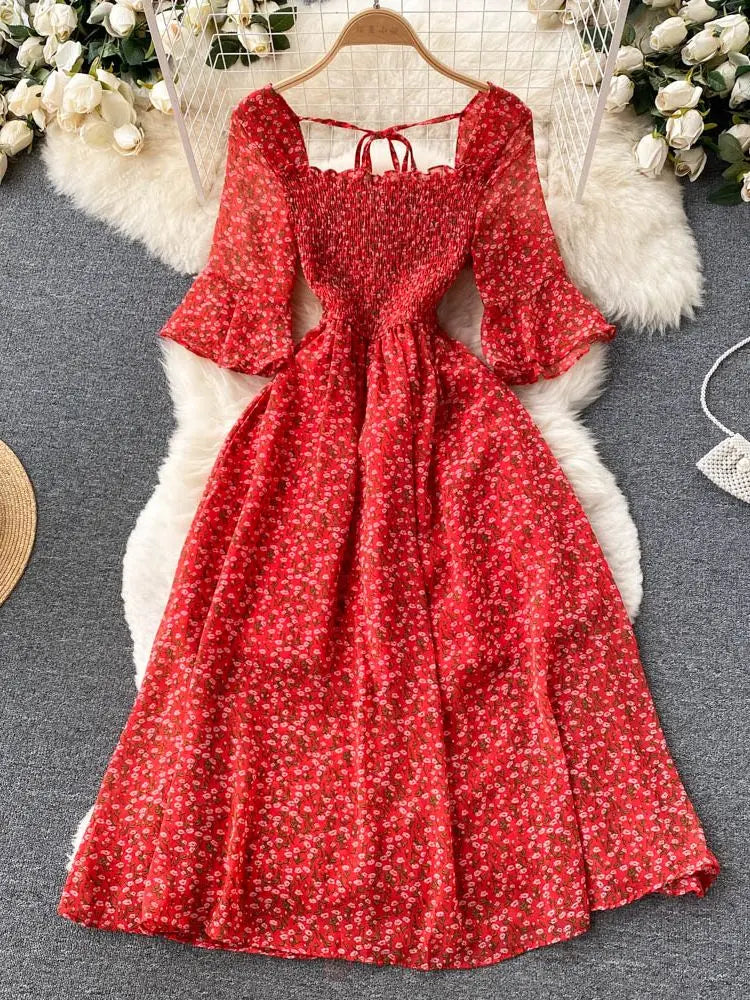 Yellow women's dress by YuooMuoo featuring a stylish, modern design, perfect for a fashionable and comfortable look.
