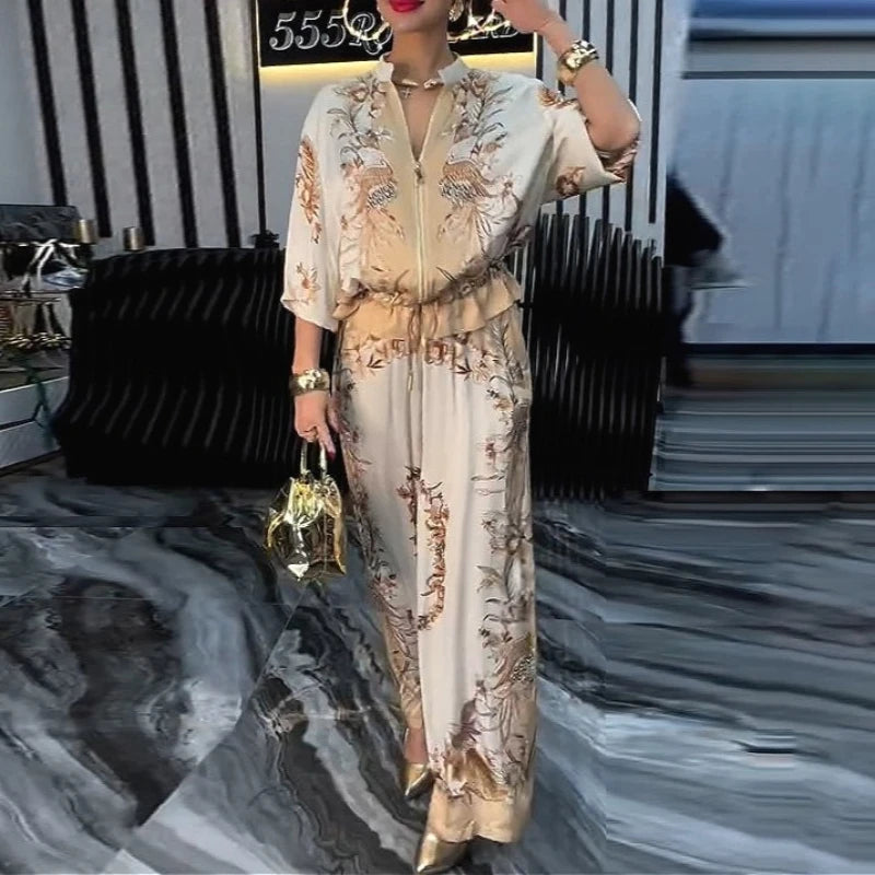 Two-piece women's outfit from Corporación Turística featuring printed pants, casual and stylish for everyday wear.