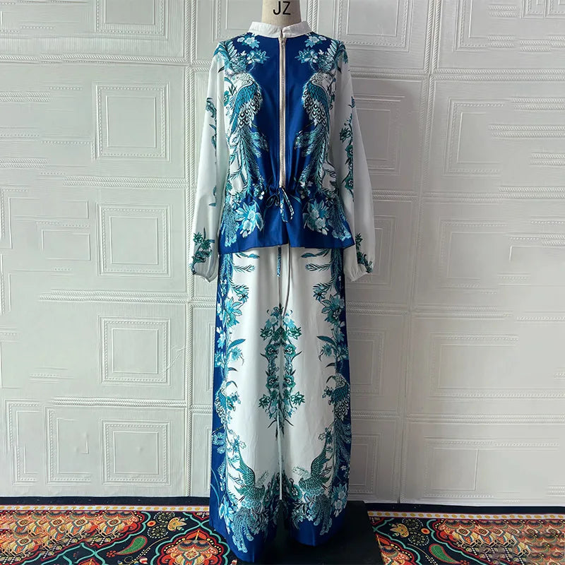 Two-piece women's outfit by Corporación Turística featuring printed pants, stylish and comfortable for casual wear.