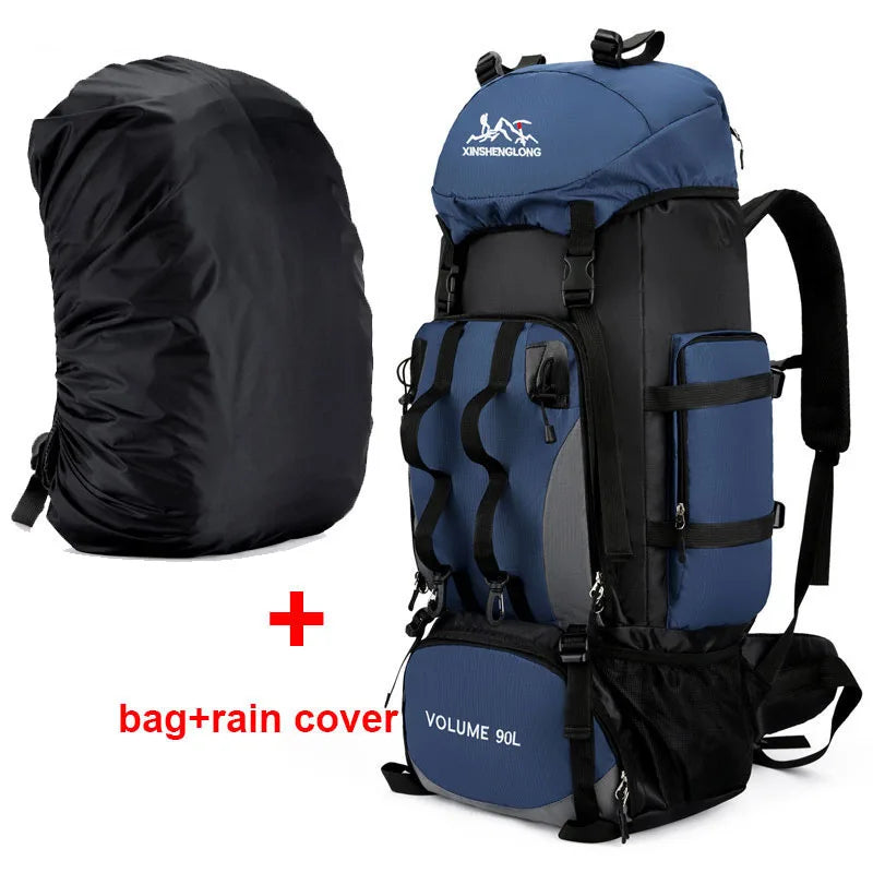 90L waterproof hiking and camping backpack by Corporación Turística, featuring multiple compartments and durable outdoor design.