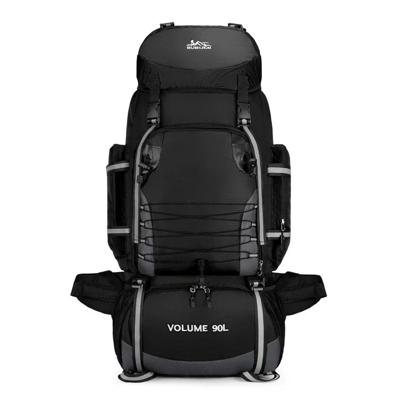 Impermeable 90L hiking and camping backpack by Corporación Turística, durable outdoor gear with multiple compartments