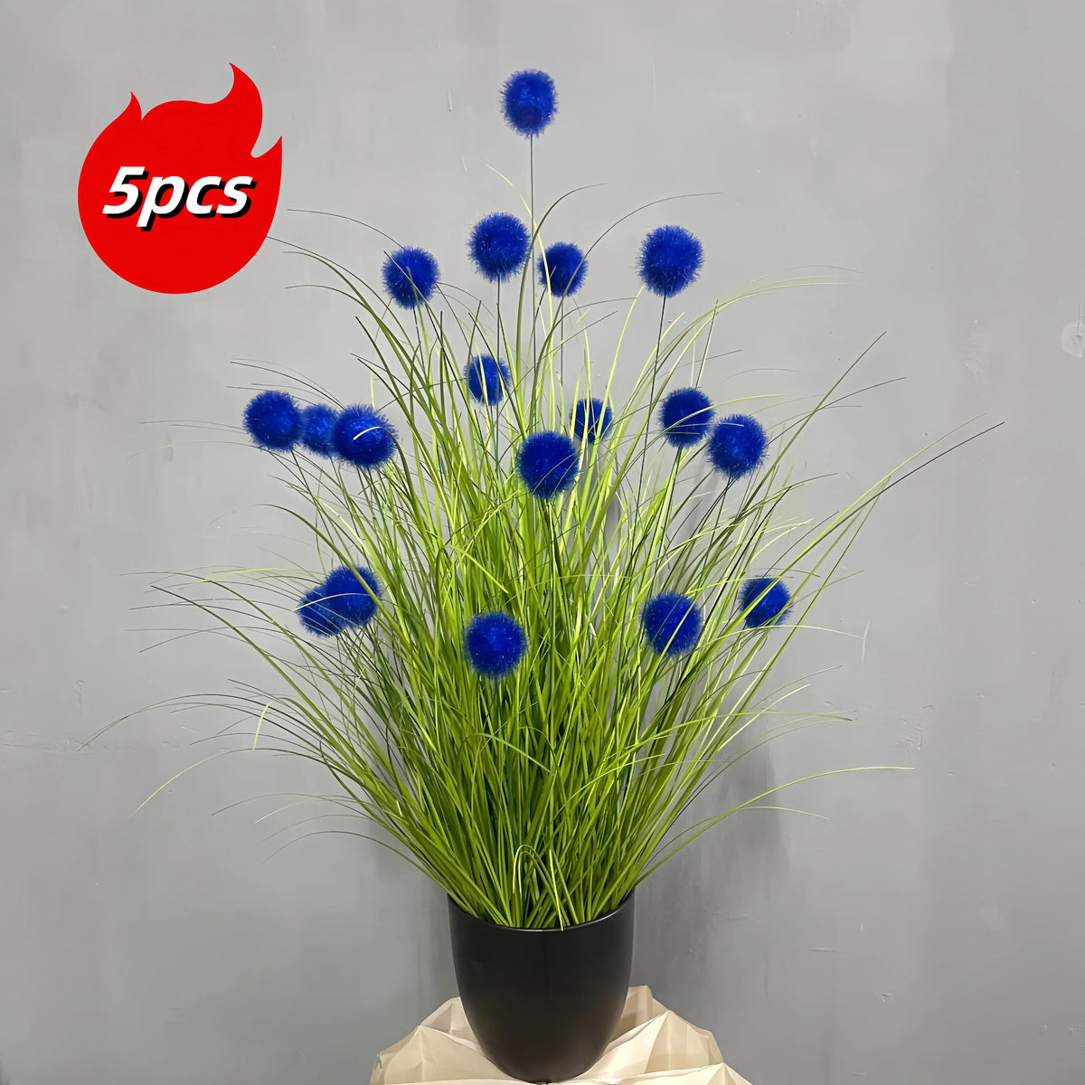 Set of 5 artificial purple bulbous grass plants by Corporación Turística, realistic decorative fake greenery for home or office.