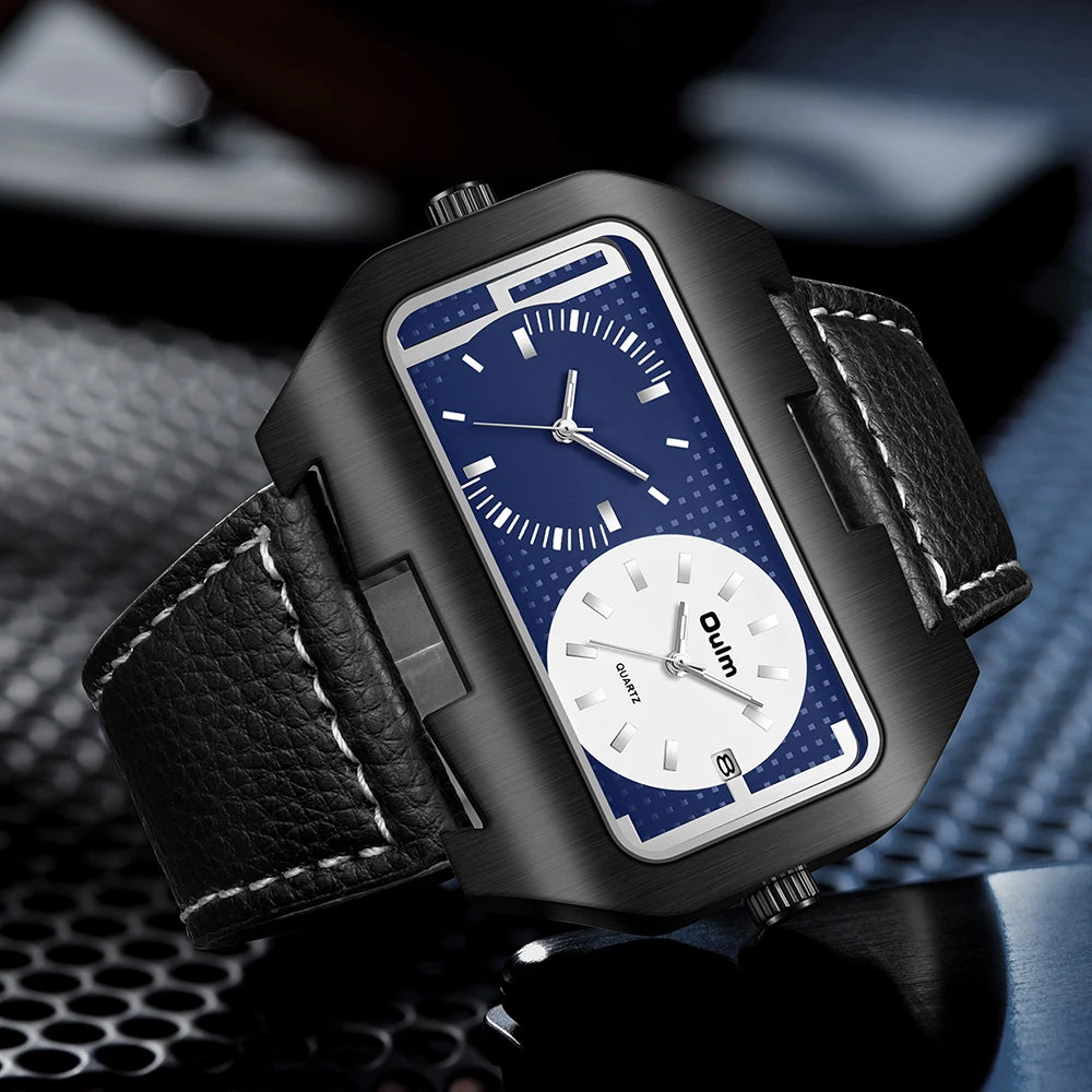 Oulm men's fashion watch with a blue dial and modern design, featuring a sleek wristband for a trendy, fresh look.