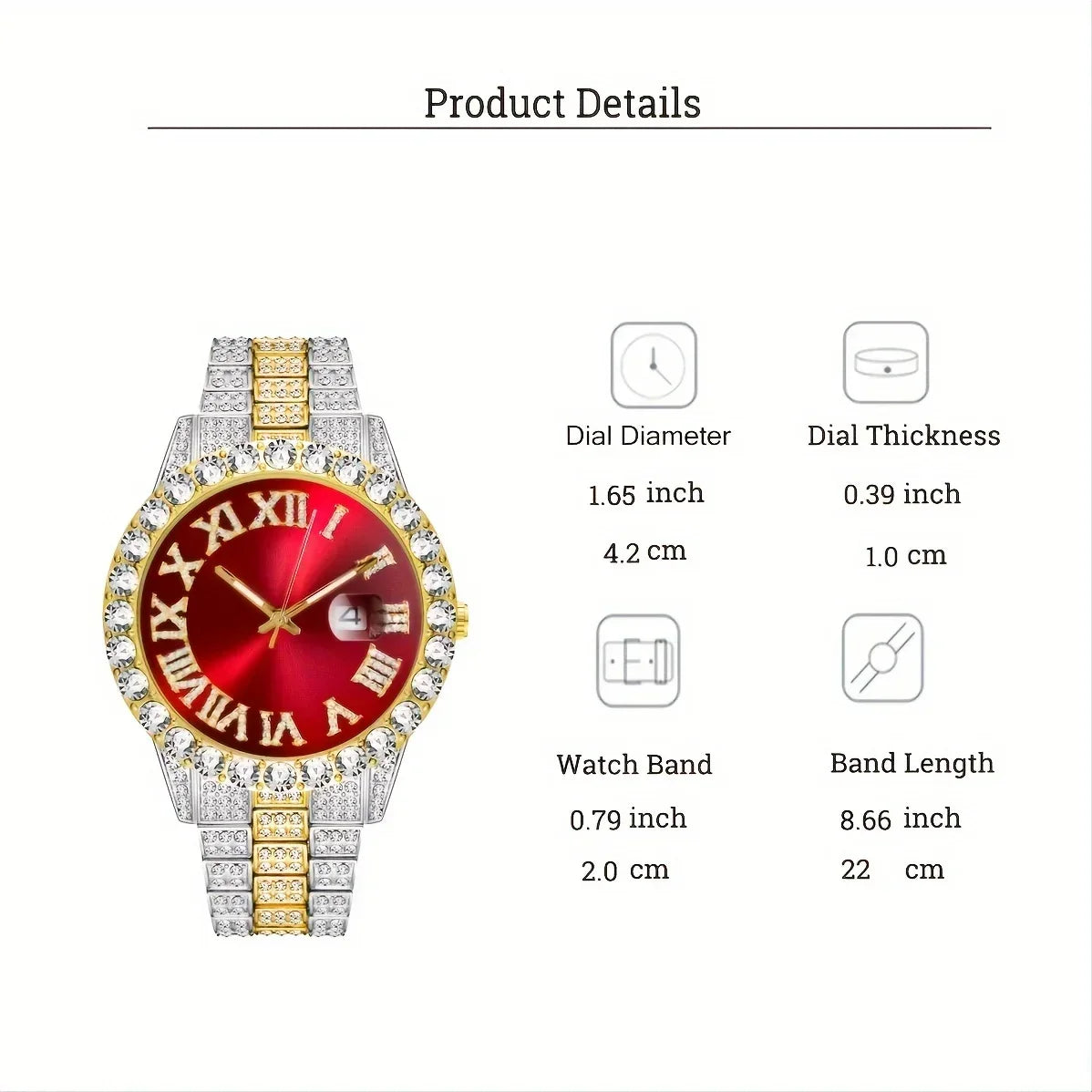 Blue sky quartz watch with imitation diamonds and chronograph features by Corporación Turística.