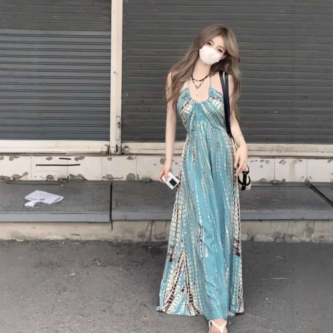 Light blue bohemian summer dress for women by Corporación Turística, featuring a flowy, relaxed style perfect for warm weather.
