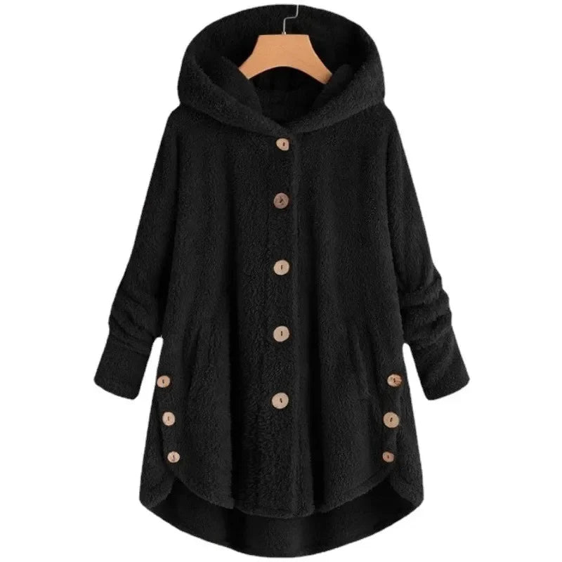 Light blue women's autumn and winter coat by Corporación Turística, warm and cozy with a stylish fit, shown on a model.