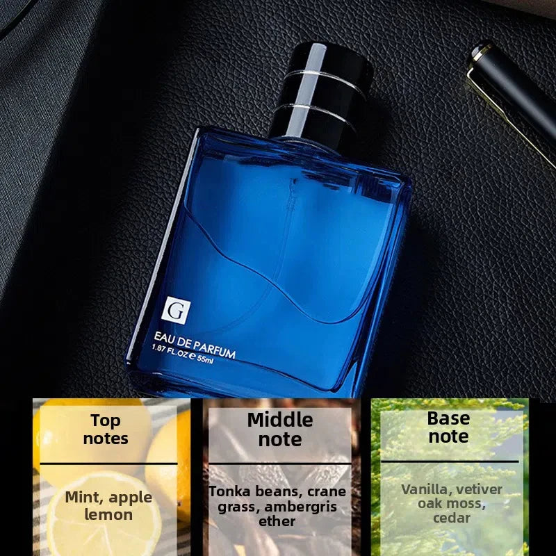 Set of 2 men's Eau De Parfum fragrances by Corporación Turística, 55 ml each, featuring blue bottles.